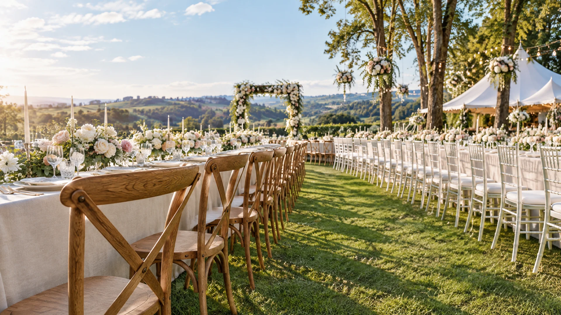 Wholesale wedding chairs set up for an event